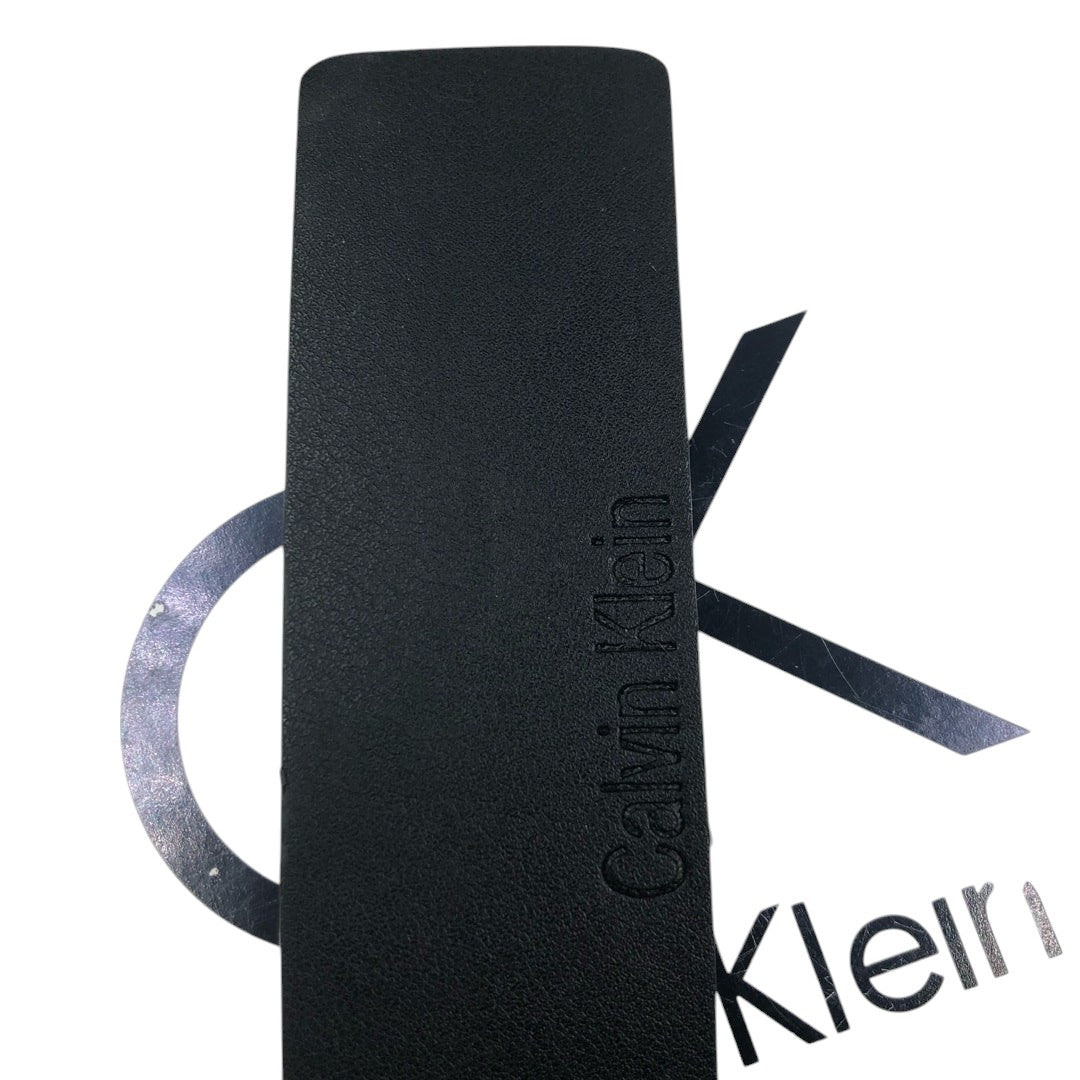 CK- Black leather belt with interchangeable double buckle