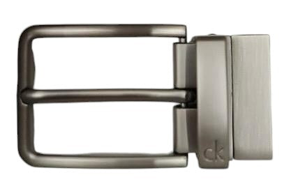CK- Black leather belt with interchangeable double buckle