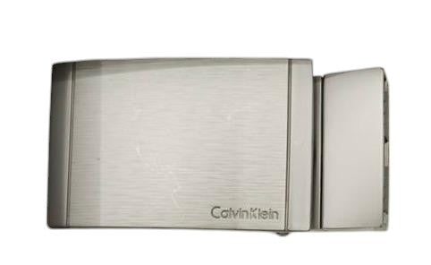 CK- Black leather belt with interchangeable double buckle