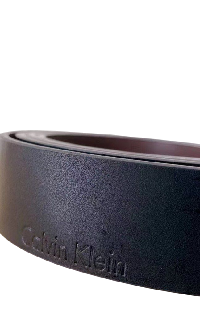 CK- Black leather belt with interchangeable double buckle