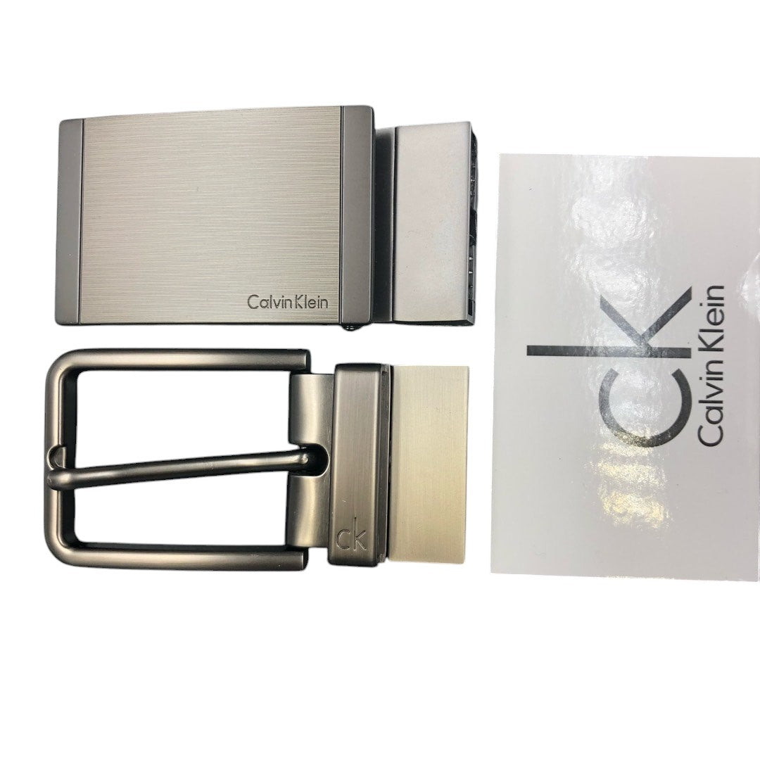 CK- Black leather belt with interchangeable double buckle